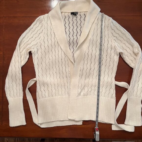 A.N.A cream cardigan tie front belt wide collar - Picture 7 of 8